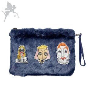 Furry Faces faux fur clutch